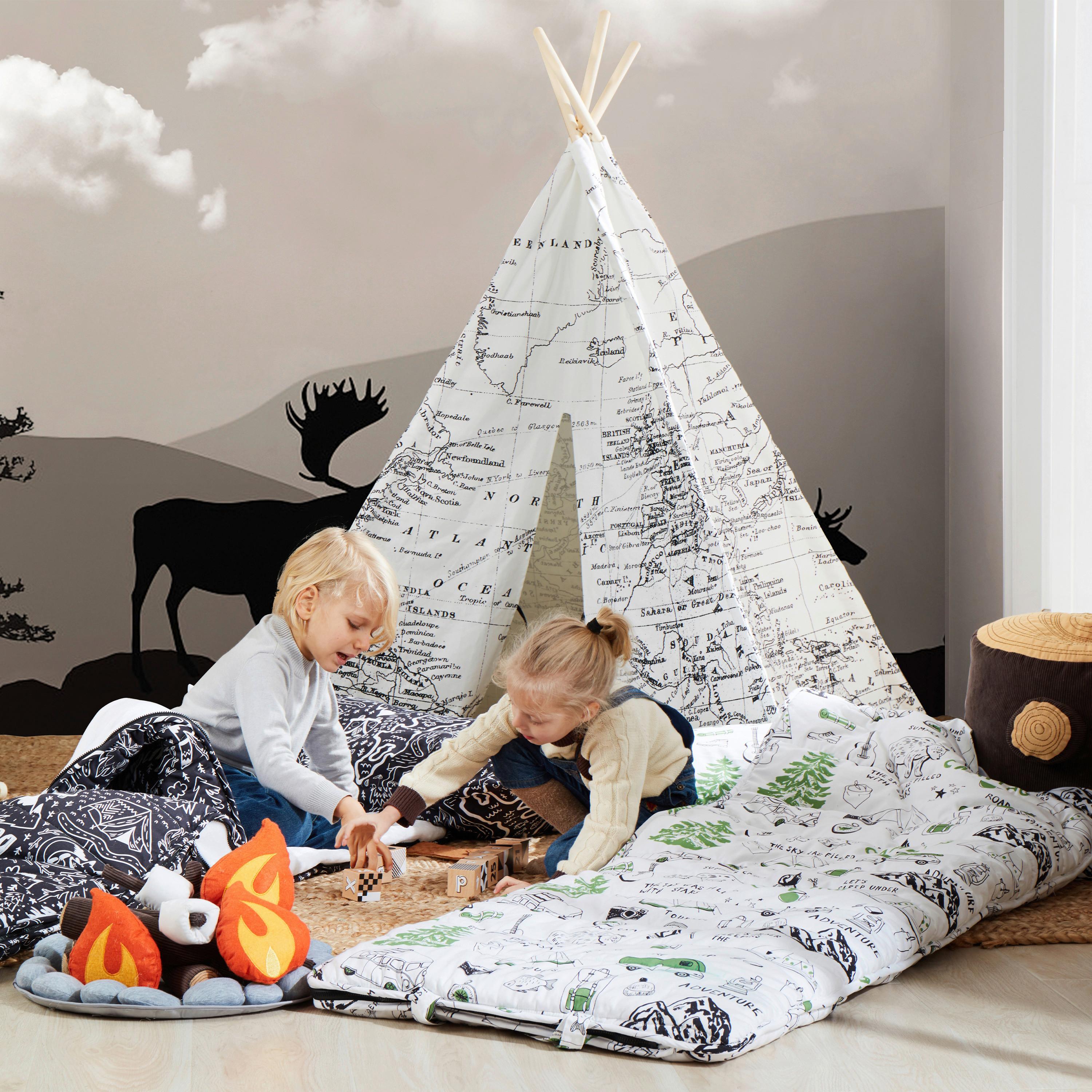 Spielzelt C052.107.00 - Schwarz/Weiß, KONVENTIONELL, Holz/Textil (120/160/120cm) - Ambia Garden