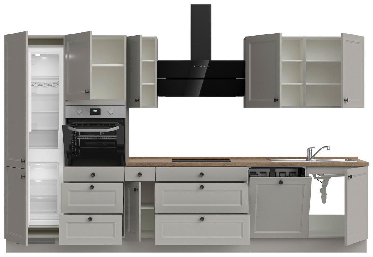 Kuchyňská linka 360 cm, kamenná sivá supermatná - šedá/černá, Moderní, kov/kompozitní dřevo (360cm) - Nobilia