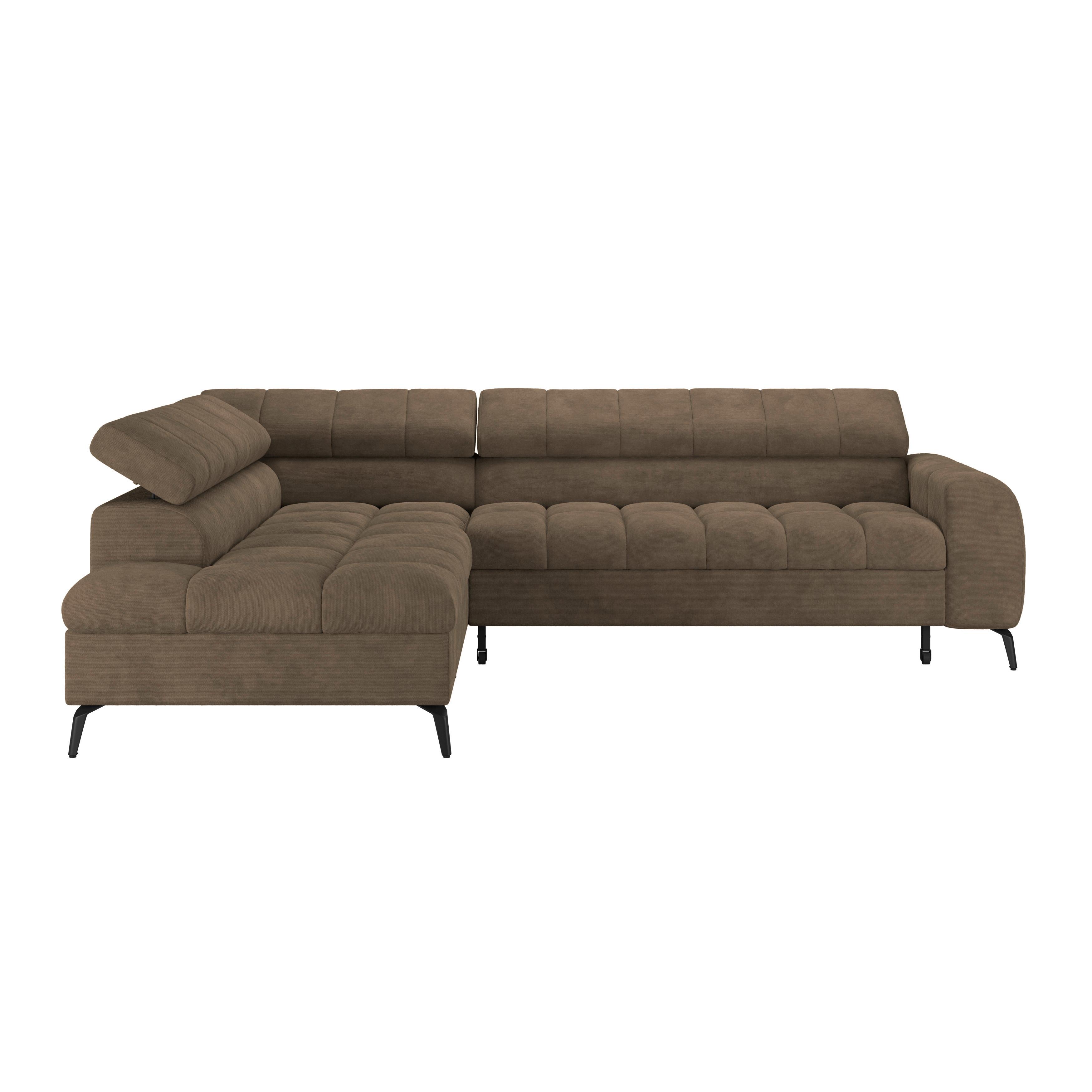 Ecksofa Volf links new braun, S: 203x261 cm - Schwarz/Braun, Trend, Kunststoff/Textil (203/261cm)