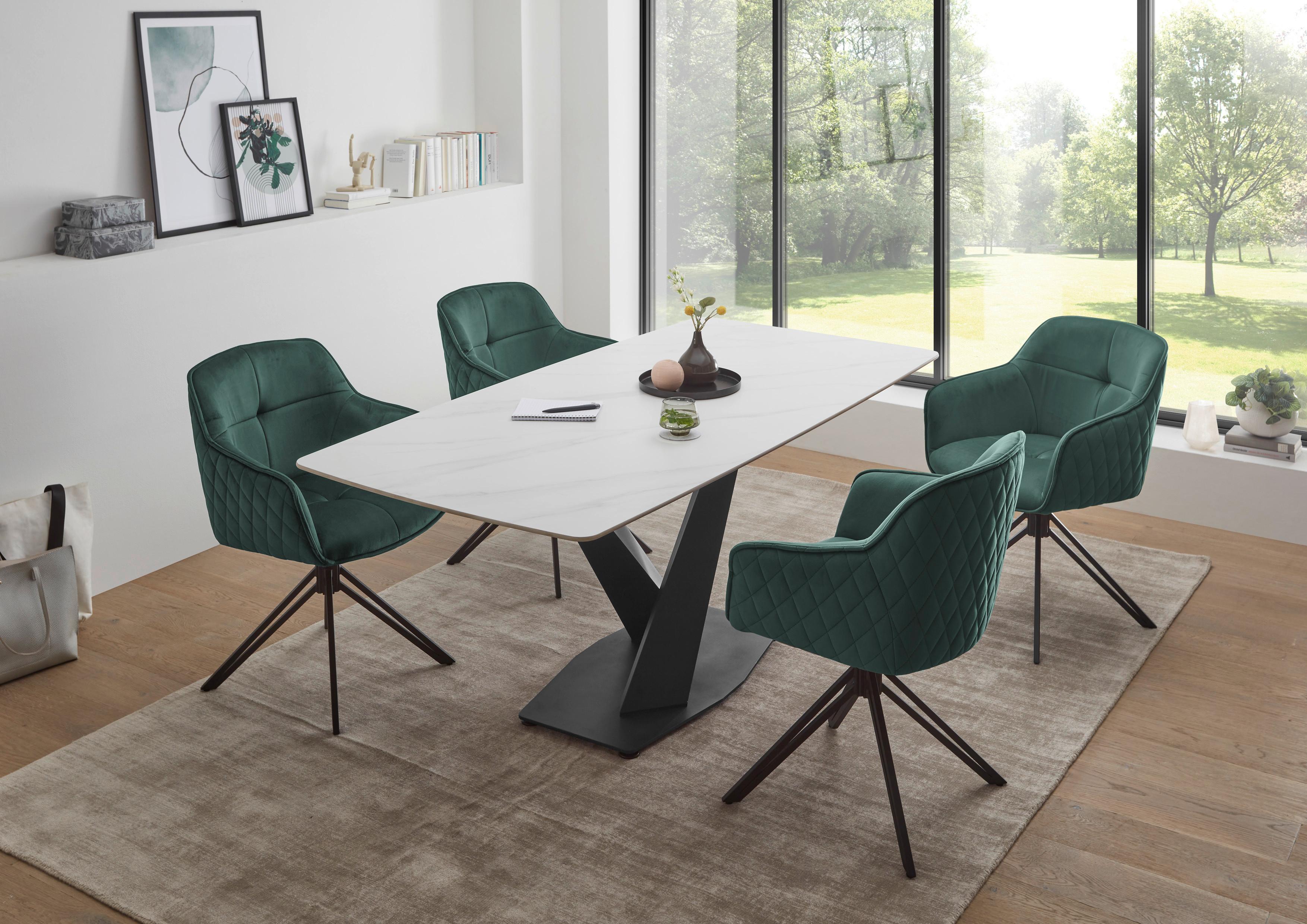 Židle s područkami EMMA, zelená - černá/zelená, Moderní, kov/textil (59/82/62cm) - MID.YOU