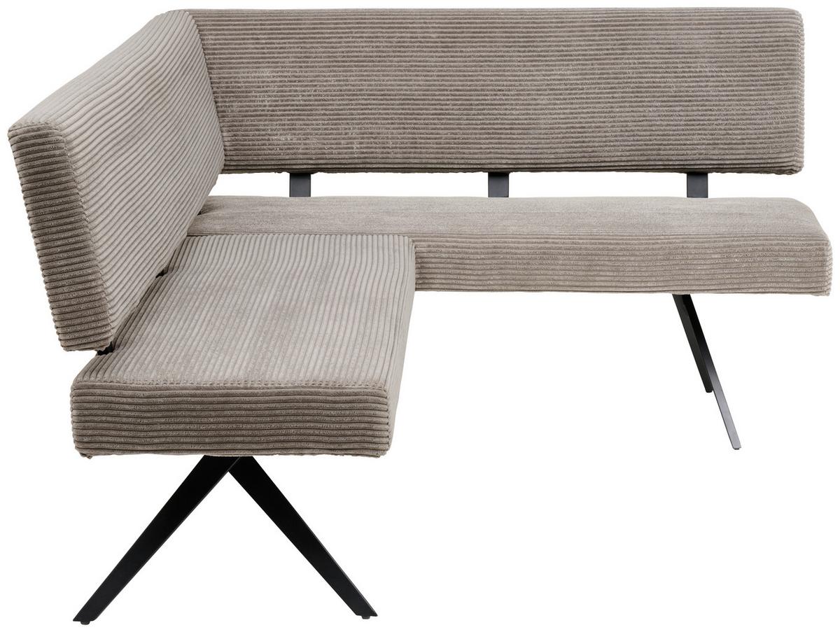 Eckbank Chios Cord Dunkelgrau, S: 190x150cm - Schwarz/Grau, KONVENTIONELL, Textil/Metall (190/150cm) - MID.YOU