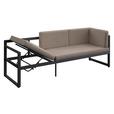 Loungegarnitur 5-Tlg Genf Metall/Textil/Glas mit Kissen - Hellgrau/Grau, MODERN, Glas/Textil (213/136cm) - Beldano