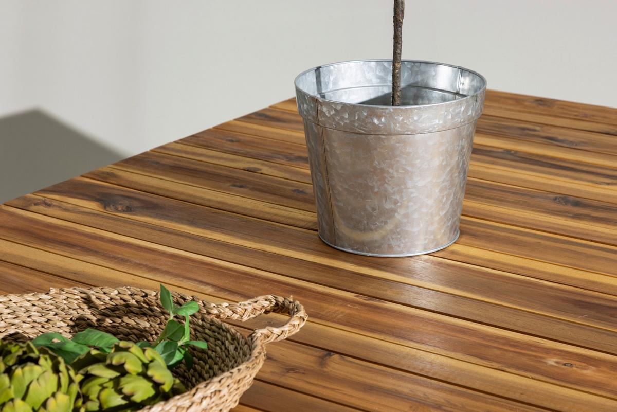 Gartentisch Zenia - Zinkfarben/Akaziefarben, KONVENTIONELL, Holz/Metall (200/100/74cm) - Gardenson