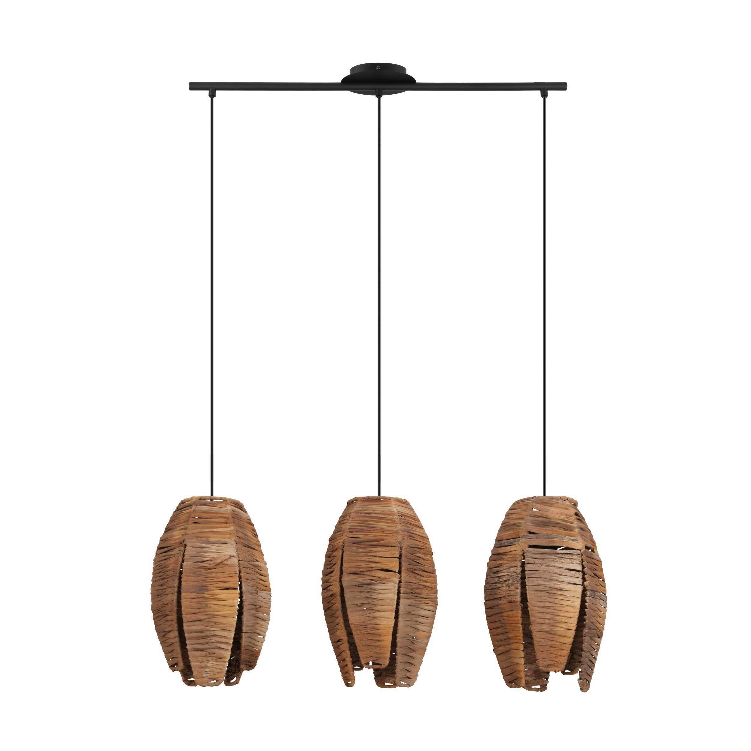 Hängeleuchte 43295_mongu 1 - Schwarz/Braun, Natur, Textil/Metall (79,5/18/110cm) - Eglo