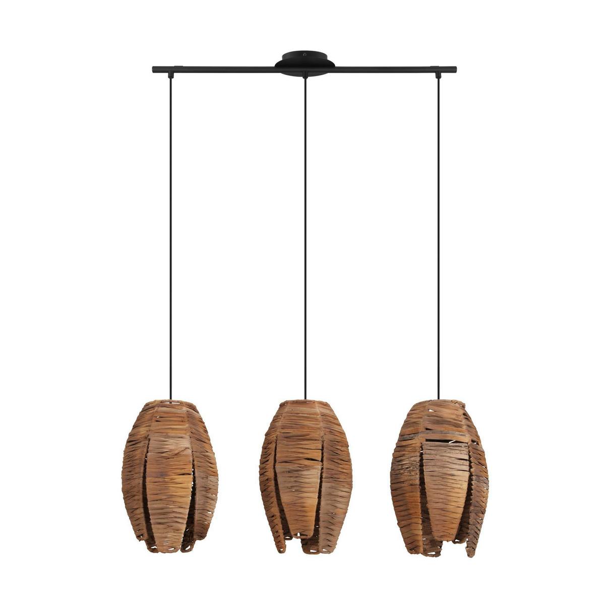 Hängeleuchte 43295_mongu 1 - Schwarz/Braun, Natur, Textil/Metall (79,5/18/110cm) - Eglo