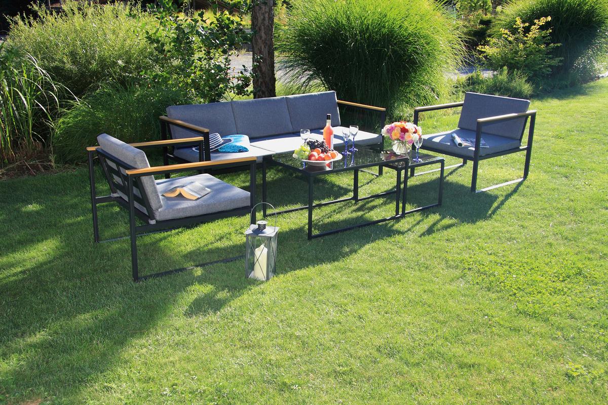 Loungegarnitur 5-tlg. Acamp Metall/textil Mit Kissen - Anthrazit, Basics, Textil/Metall - Acamp