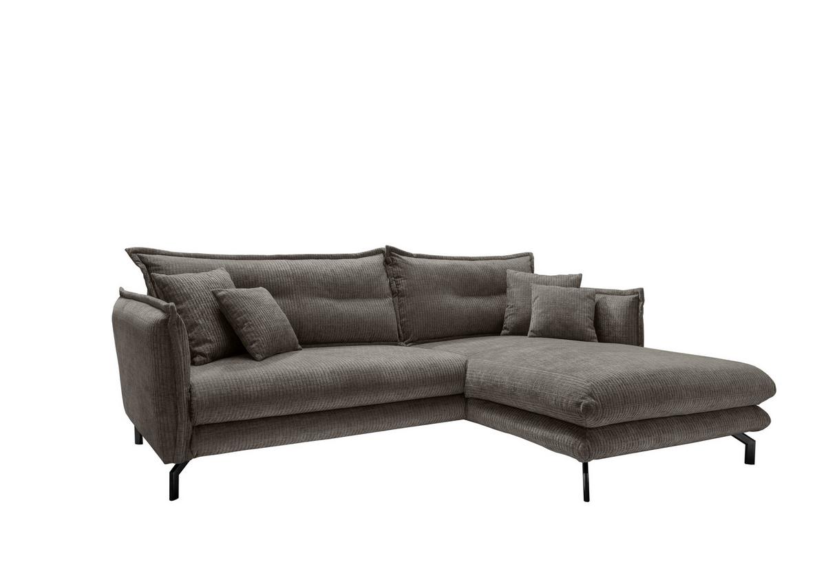 Ecksofa Lava Graubraun S: 255x180 cm - Graubraun/Schwarz, Design, Textil (255/180cm) - Livetastic