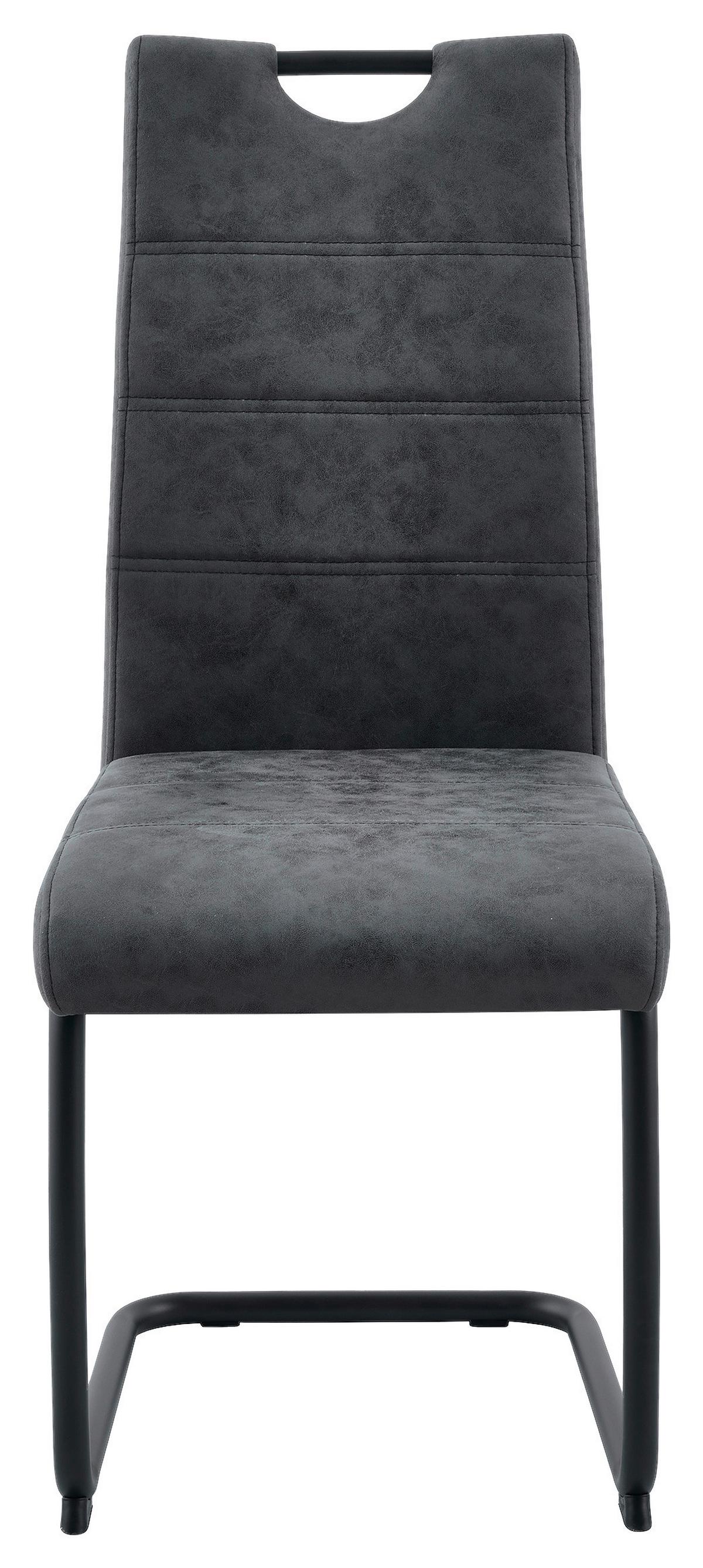 Stuhl Sabrina Microfaser Grau, B: 44 Cm - Anthrazit, KONVENTIONELL, Textil/Metall (44/98/60cm)