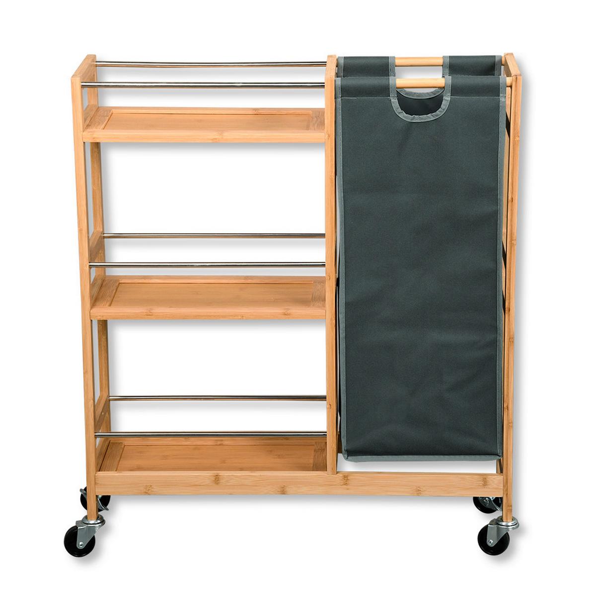 Servierwagen Bambus, Hellbraun, B: 68 cm - Hellbraun, Basics, Holz/Kunststoff (68/78/20cm) - Kesper