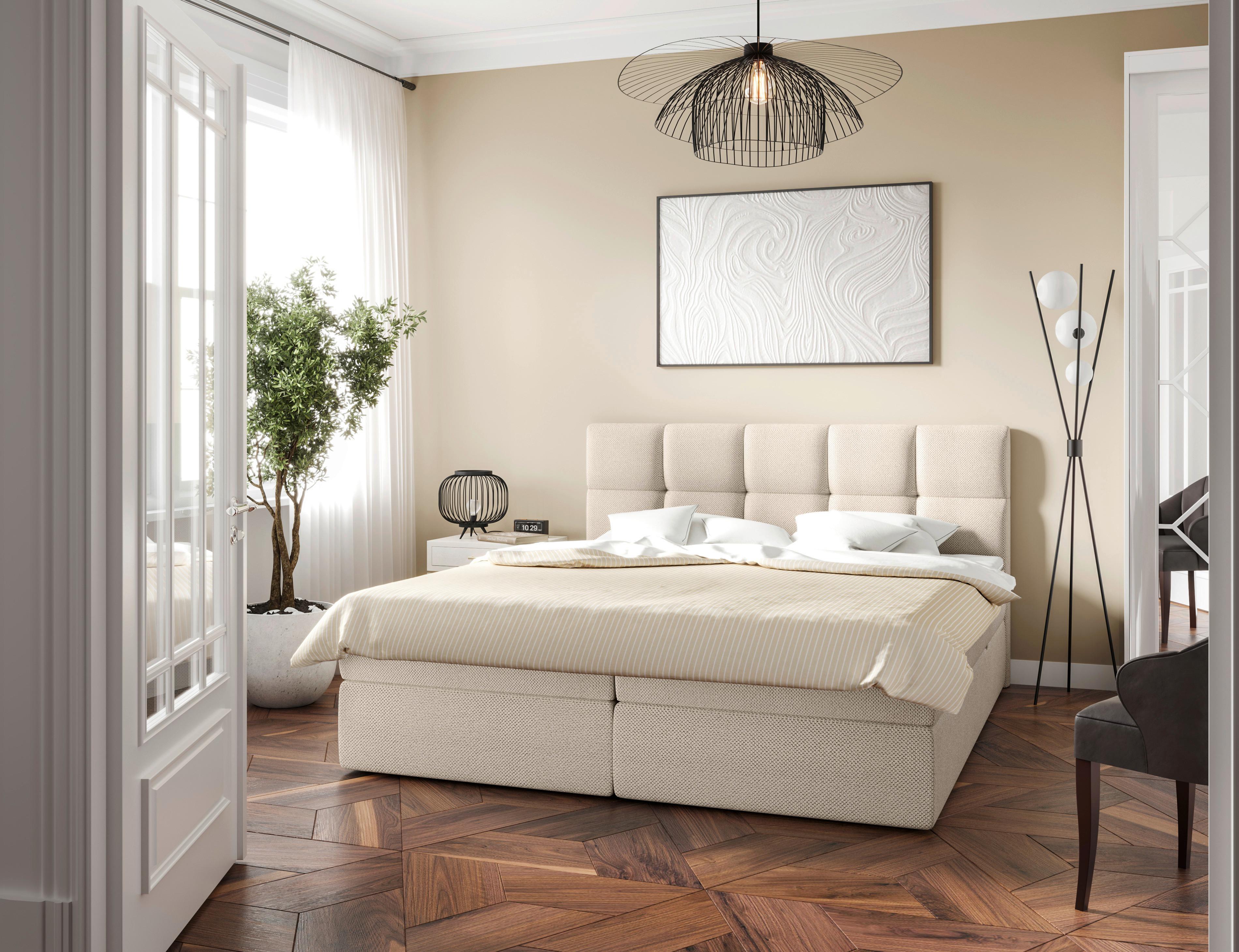 Boxbett Lorie Ii - Beige/Schwarz, MODERN, Holz/Holzwerkstoff (140/200cm) - MID.YOU