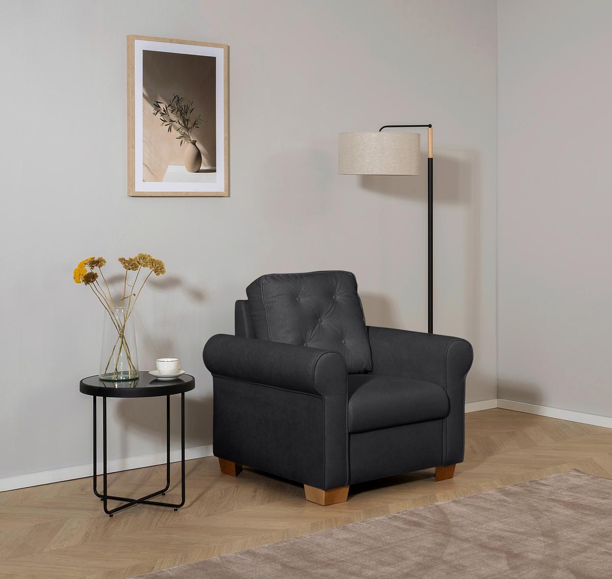 Sessel Arles, Anthrazit 75 B: 93 Cm - Anthrazit/Buchefarben, Design, Textil (93/89/82cm) - MID.YOU