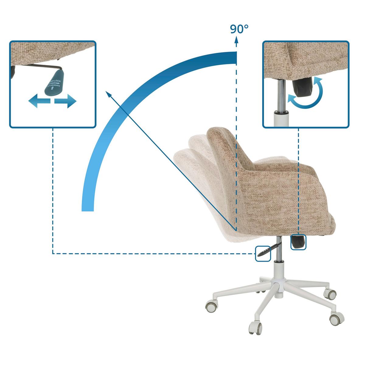 Drehstuhl Solao Home Beige B: 58 cm - Beige/Weiß, MODERN, Kunststoff/Textil (58/78/60cm) - MID.YOU