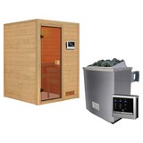 Sauna Lyon mit externer Steuerung - Naturfarben, MODERN, Holz (146/198/146cm) - Karibu