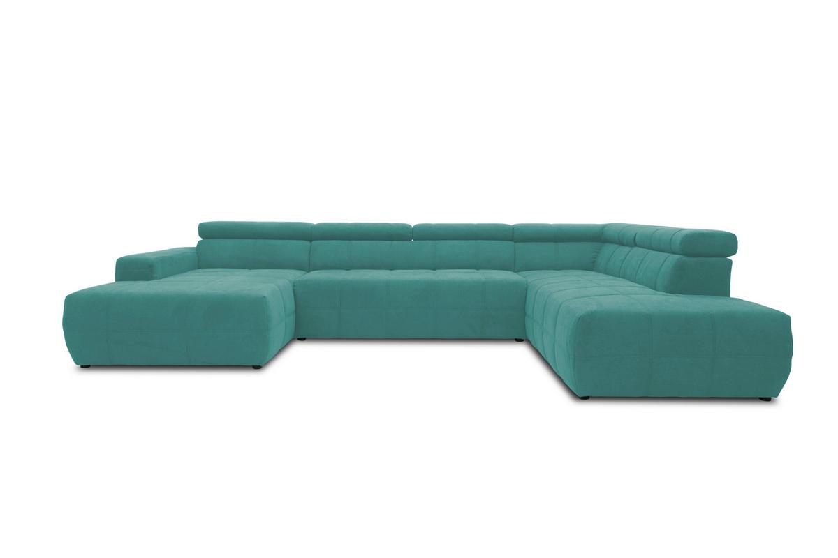 Wohnlandschaft Brandon Kopfteilverstellung Mintgrün - Schwarz/Mintgrün, Design, Textil (175/359/228cm) - MID.YOU