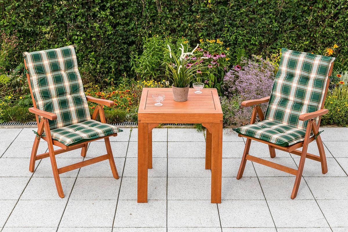 Balkonmöbel Set Maracaibo Eukalyptusholz - Braun/Grün, KONVENTIONELL, Holz/Textil - Gardenson