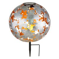 Solarleuchte 3000k, Warmweiß - Silberfarben/Schwarz, Design, Metall (27/37cm) - Globo