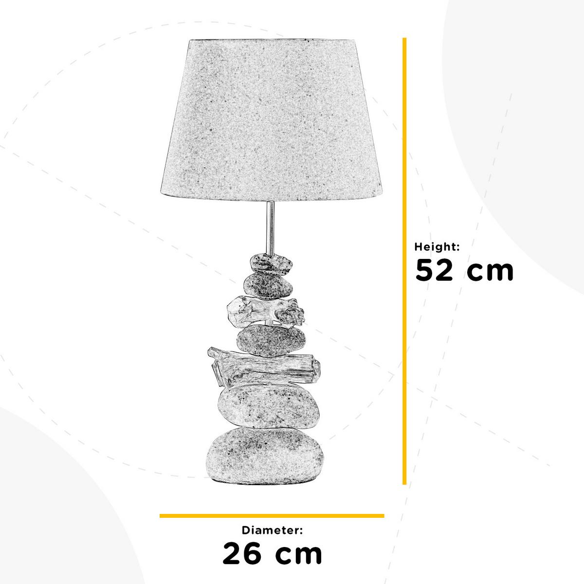 Tischleuchte 4897/Lg - Blaugrau/Schwarz, Natur, Textil/Stein (26/52cm)