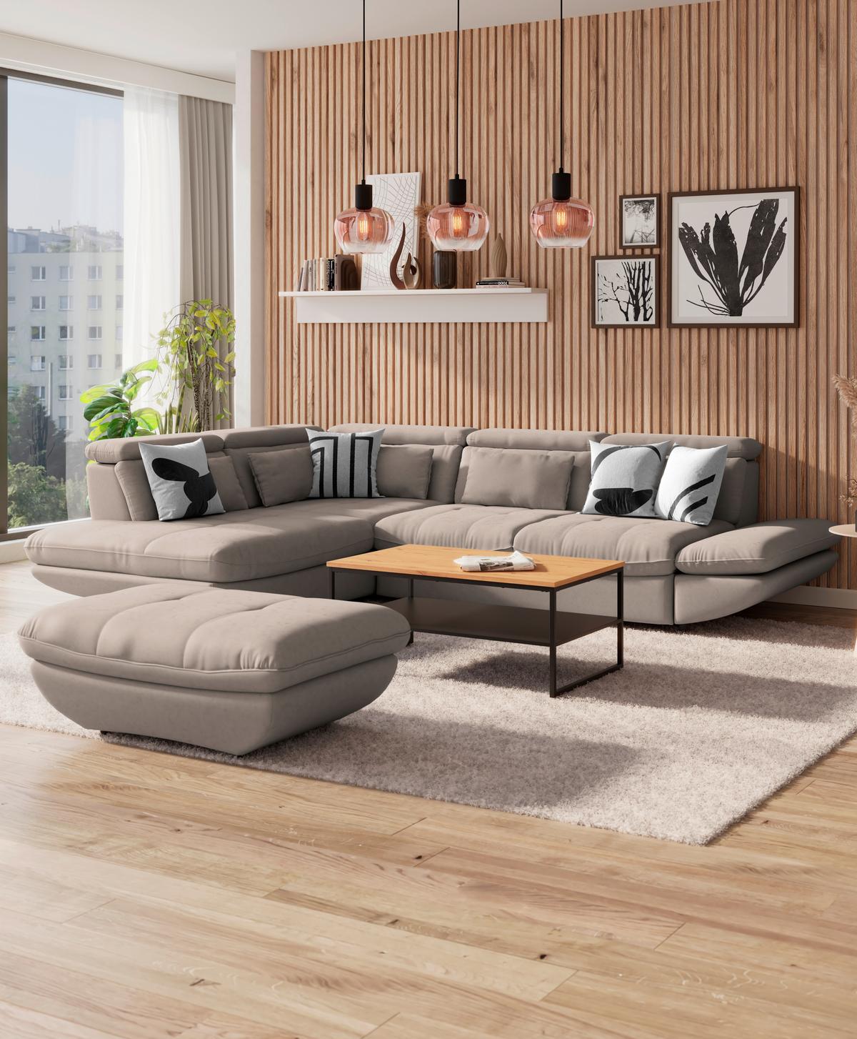 SEDACÍ SOUPRAVA PARK - černá/béžová, Moderní, textil/plast (311/233cm) - Luca Bessoni