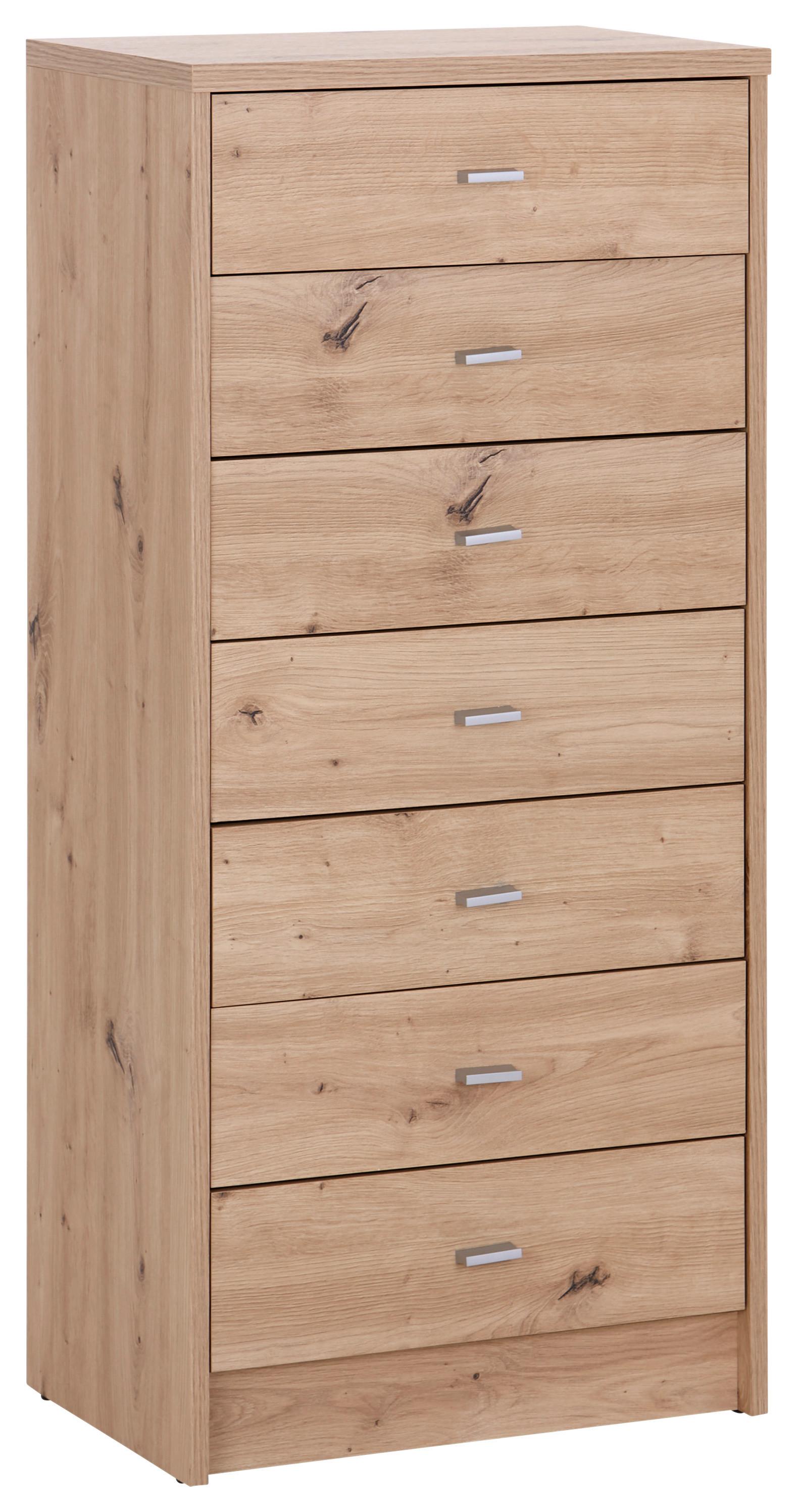 Eichefarbene Kommode mit sieben Schubladen