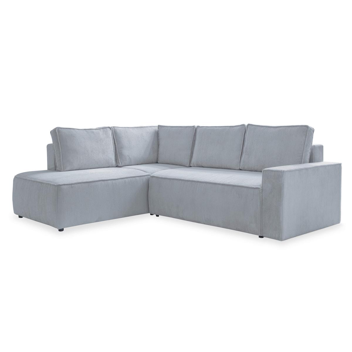 Sedačka OLIVER, ľavá, svetlosivá farba - čierna/svetlosivá, Design, textil/plast (194/247cm) - MID.YOU