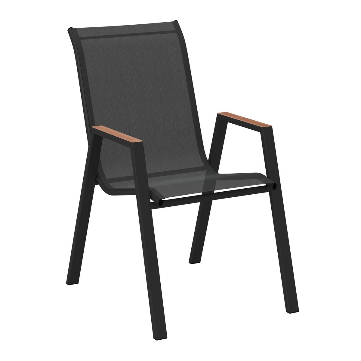 Gartenmöbel Set 7-Tlg. Latina aus Metall/Textil/Glas - Schwarz, MODERN, Glas/Textil (54,5/150/91/72/74/85cm) - Luca Bessoni