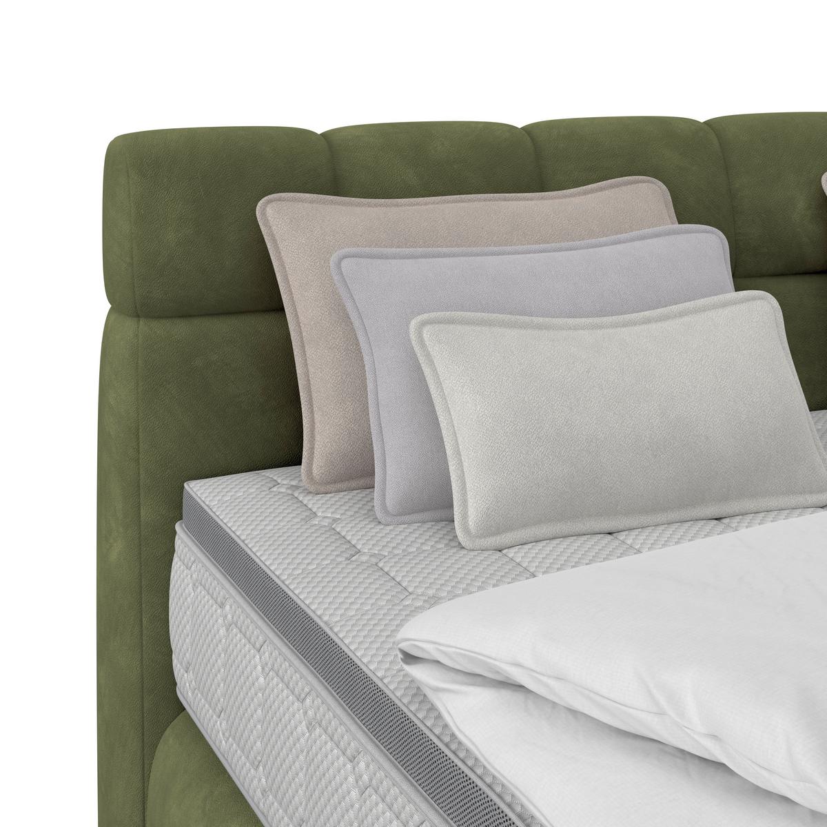 Boxspringbett Nobu Dunkelgrün, Lf: 180x200 cm - Dunkelgrün/Schwarz, Trend, Holz/Textil (180/200cm)