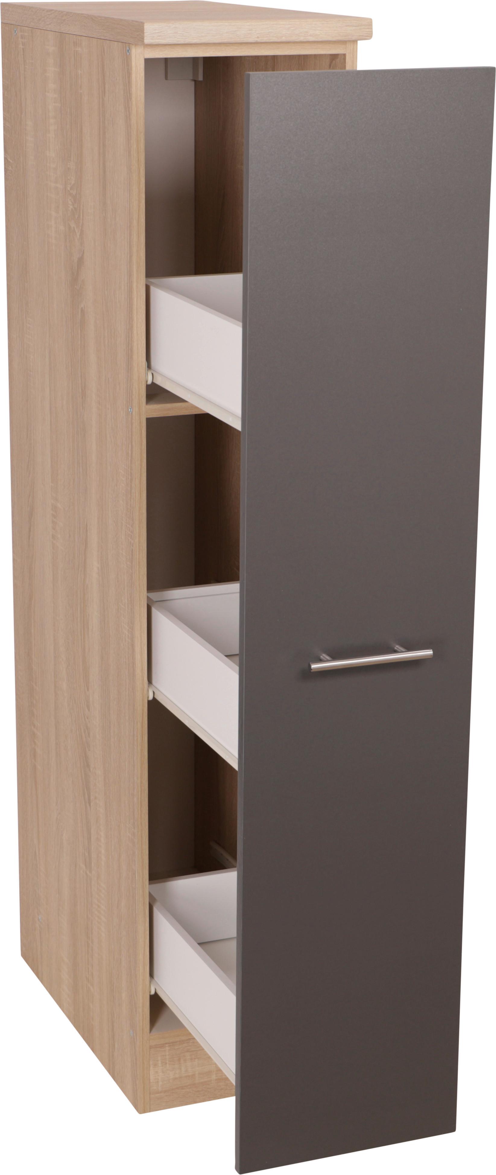 Apothekerschrank Merle Grau, Eiche Dekor B:30cm - Eichefarben/Grau, Basics, Holzwerkstoff (30/144,8/60cm) - Respekta