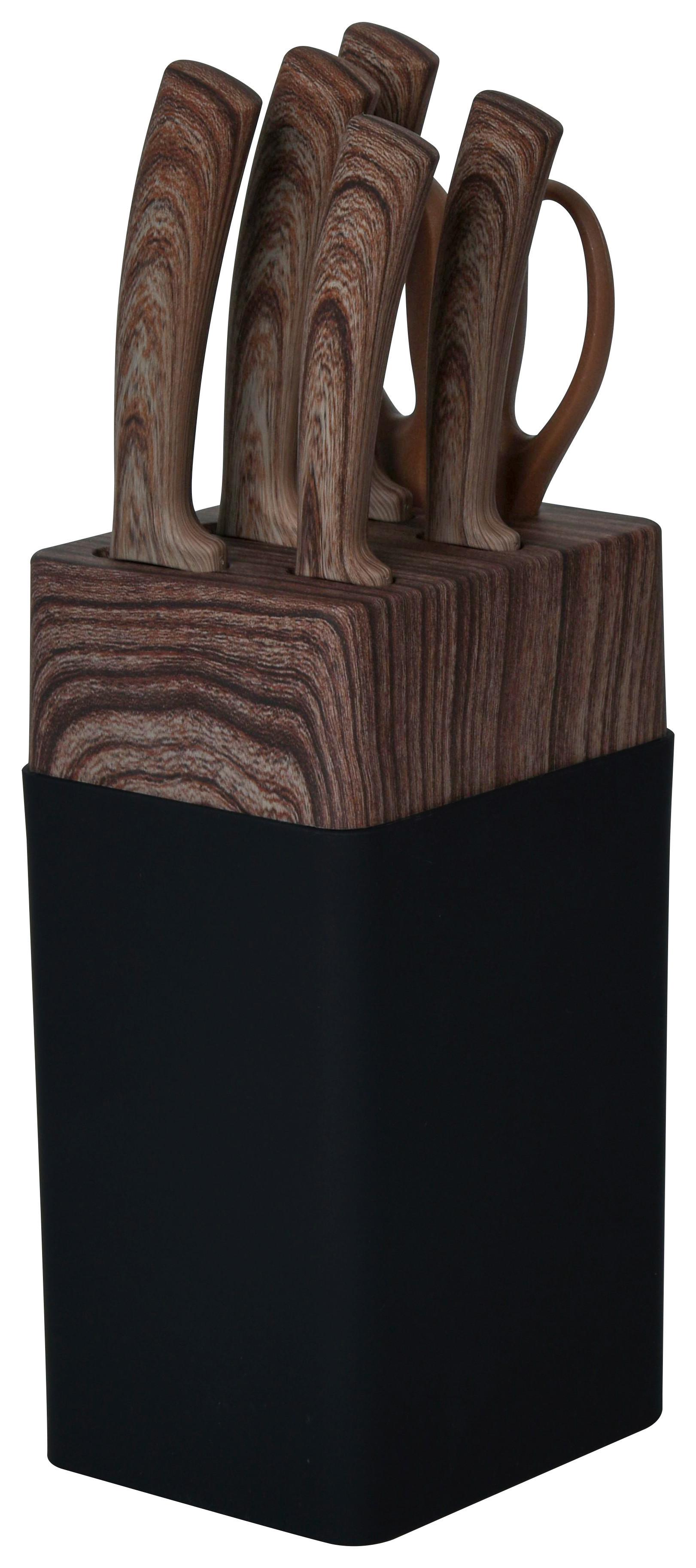 Messerblock Simon - Nussbaumfarben/Schwarz, KONVENTIONELL, Kunststoff/Metall - James Wood