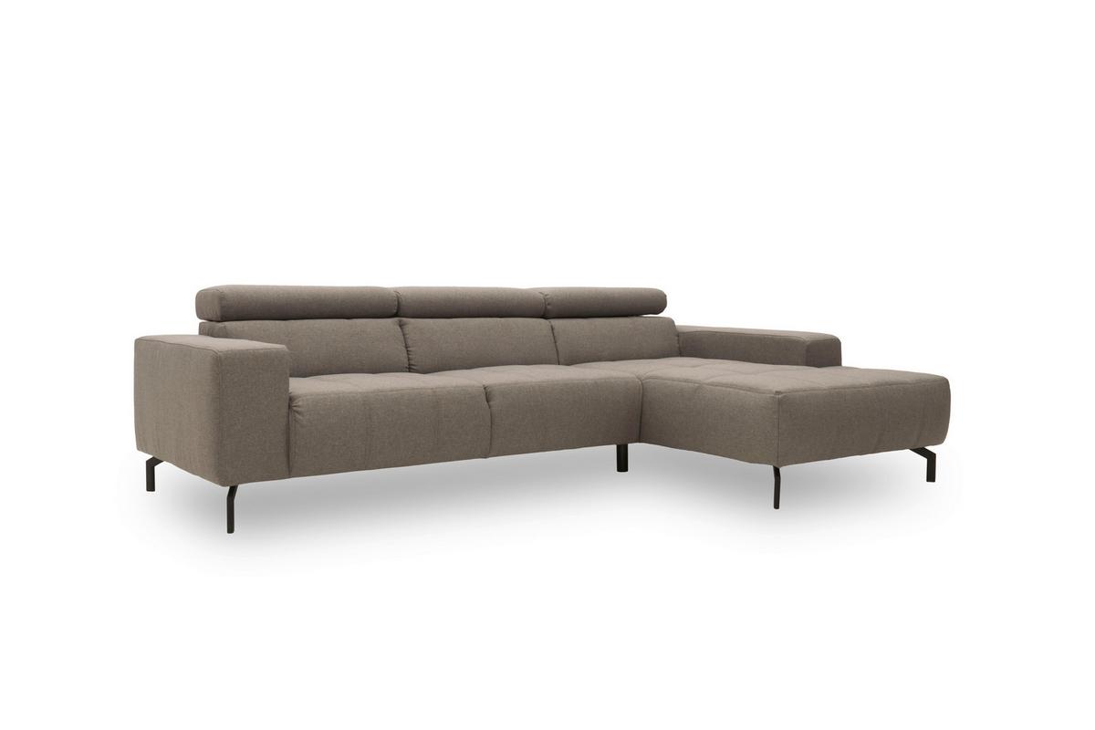 Ecksofa mit silberfarbenem Webstoffbezug und Armlehnen