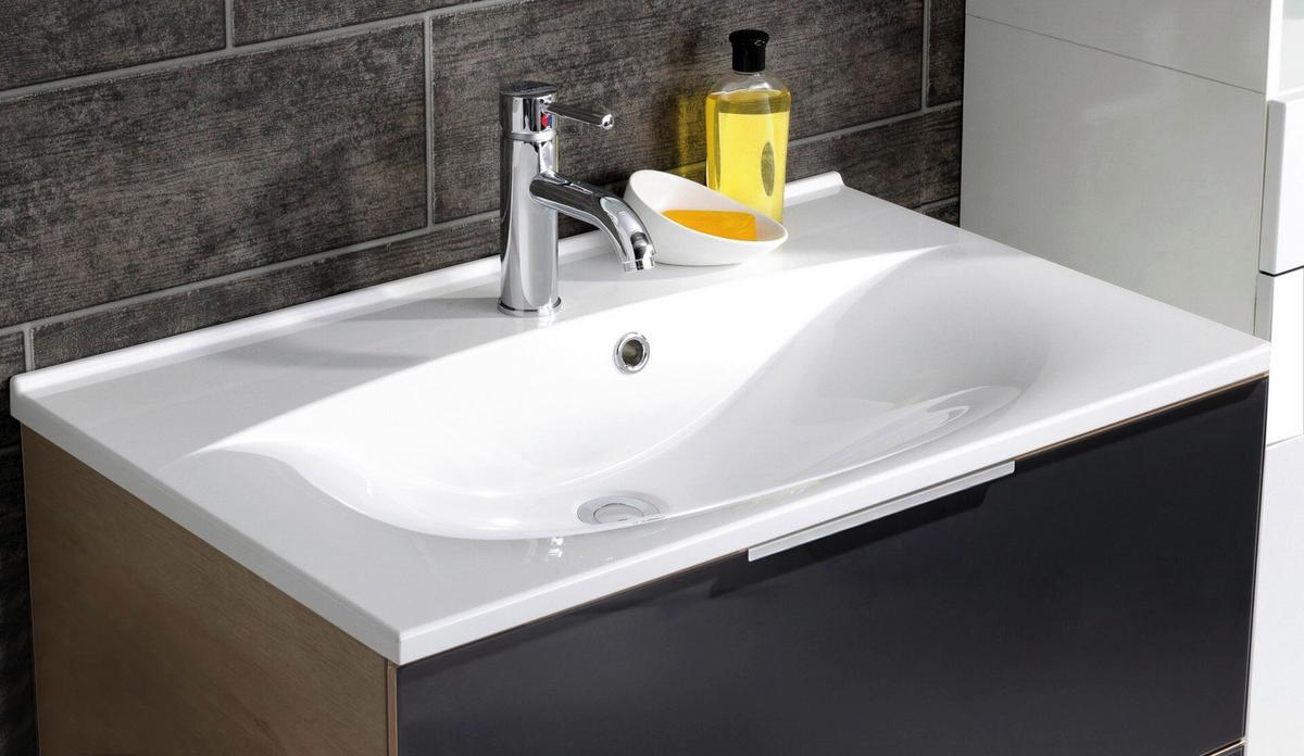 Waschtsichkombi B.Brilliant Anthrazit/Eichefarben B: 80cm - Eichefarben/Anthrazit, Basics, Glas/Holzwerkstoff (80,1/56,2/50cm) - MID.YOU