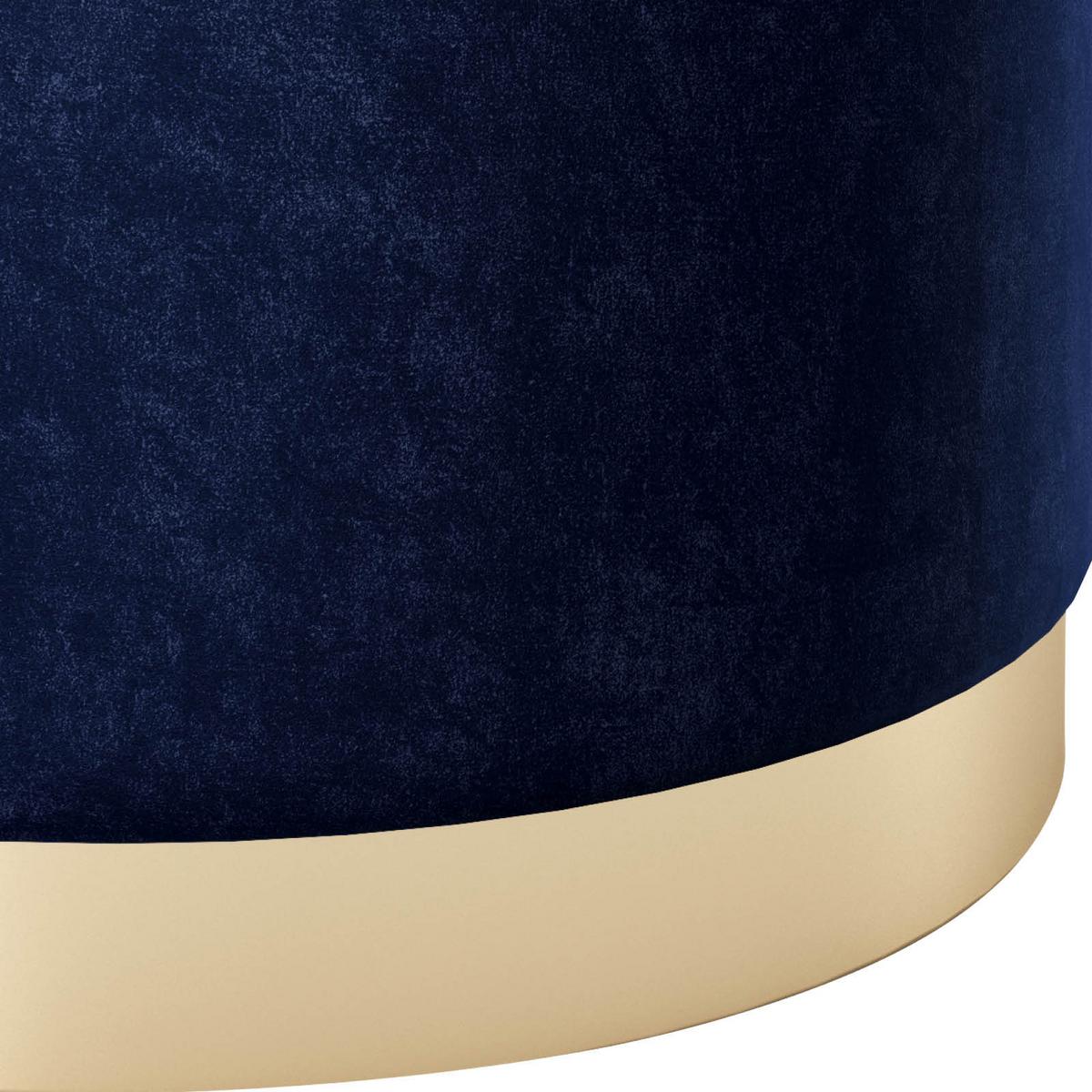 Pouf Sue Samt Blau/Goldfarben DxH 55x35 cm mit Stauraum - Blau/Goldfarben, LIFESTYLE, Textil (55/35/55cm) - Playboy