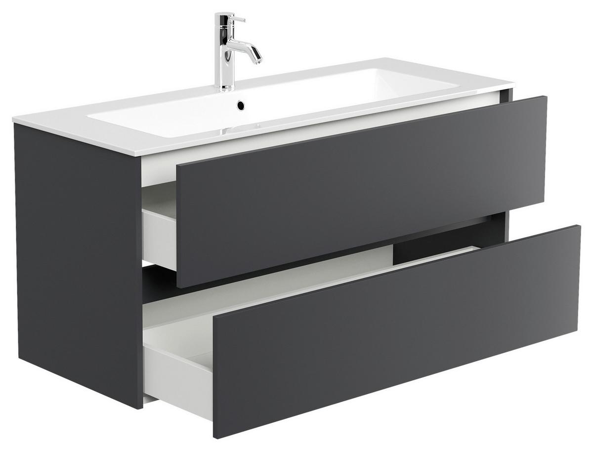 Waschtischkombi Limes Graphitfarben B: 120 Cm - Graphitfarben/Weiß, MODERN, Holzwerkstoff/Stein (120/58,8/46,5cm) - MID.YOU