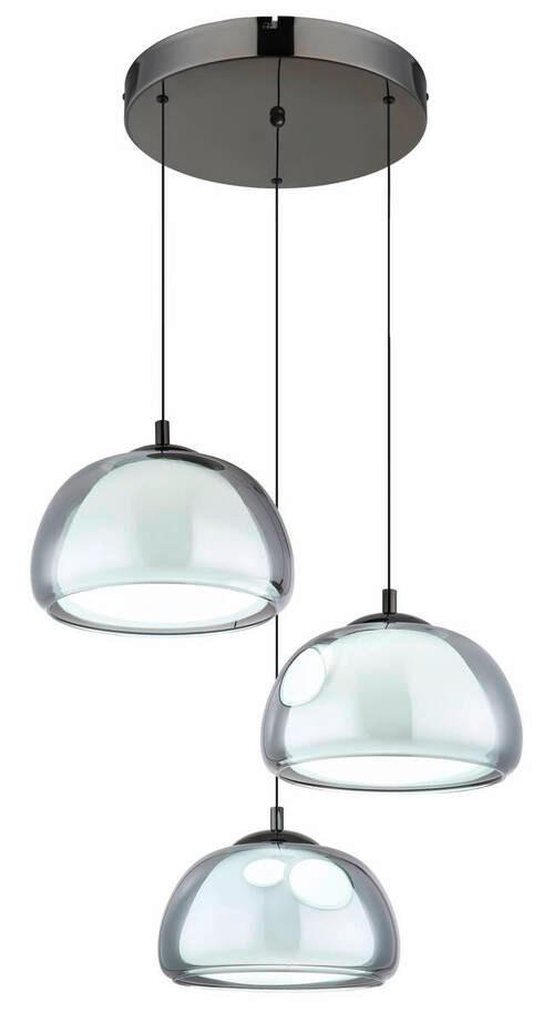 Hängeleuchte Avila Rauchglas ca. 50x150 cm - Schwarzchrom/Schwarz, Design, Glas/Kunststoff (50/150cm) - Globo