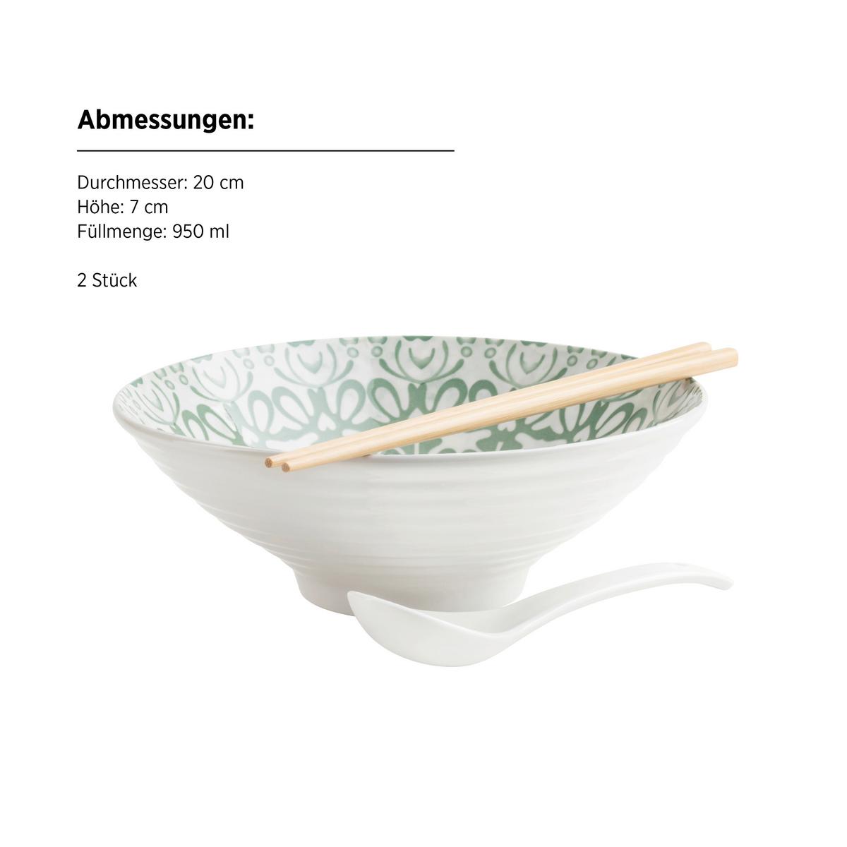 Chinesisches Tafelservice Porzellan 6 -Teilig. Grün/Weiß - Weiß/Grün, Basics, Keramik - Mäser