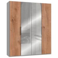 Drehtürenschrank B: 200 cm Level Weiß/Eichefarben - Eichefarben/Alufarben, MODERN, Holzwerkstoff (200/236/58cm) - MID.YOU