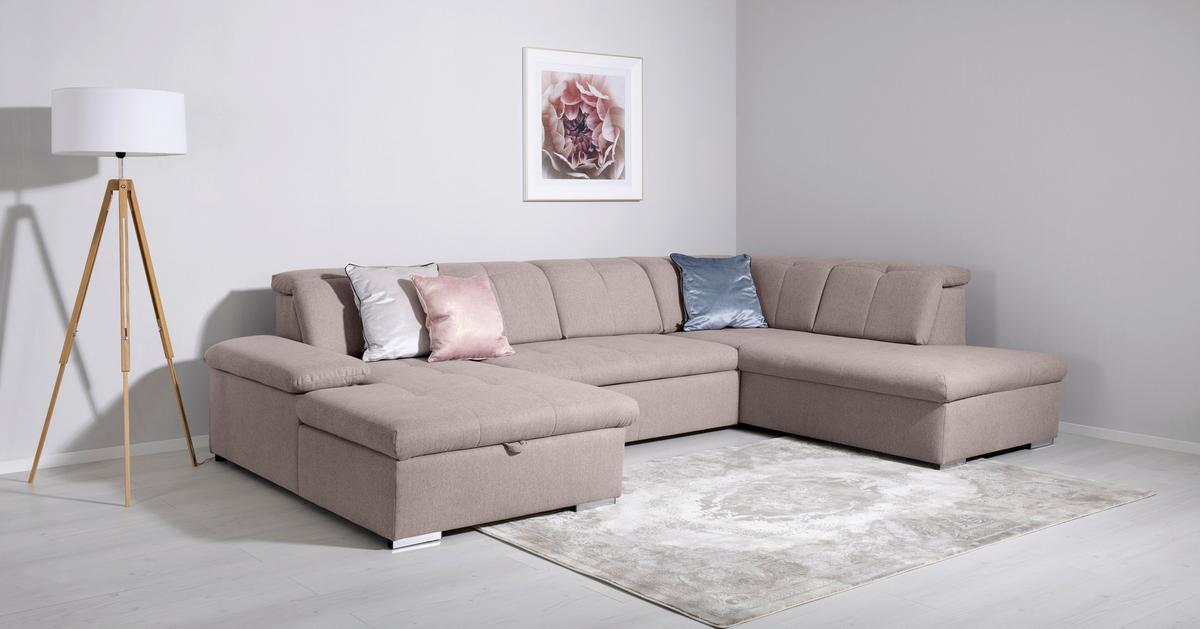 Wohnlandschaft Ramzes Taupe U: 173x328x215 cm - Taupe/Grau, Design, Textil (173/328/215cm) - MID.YOU