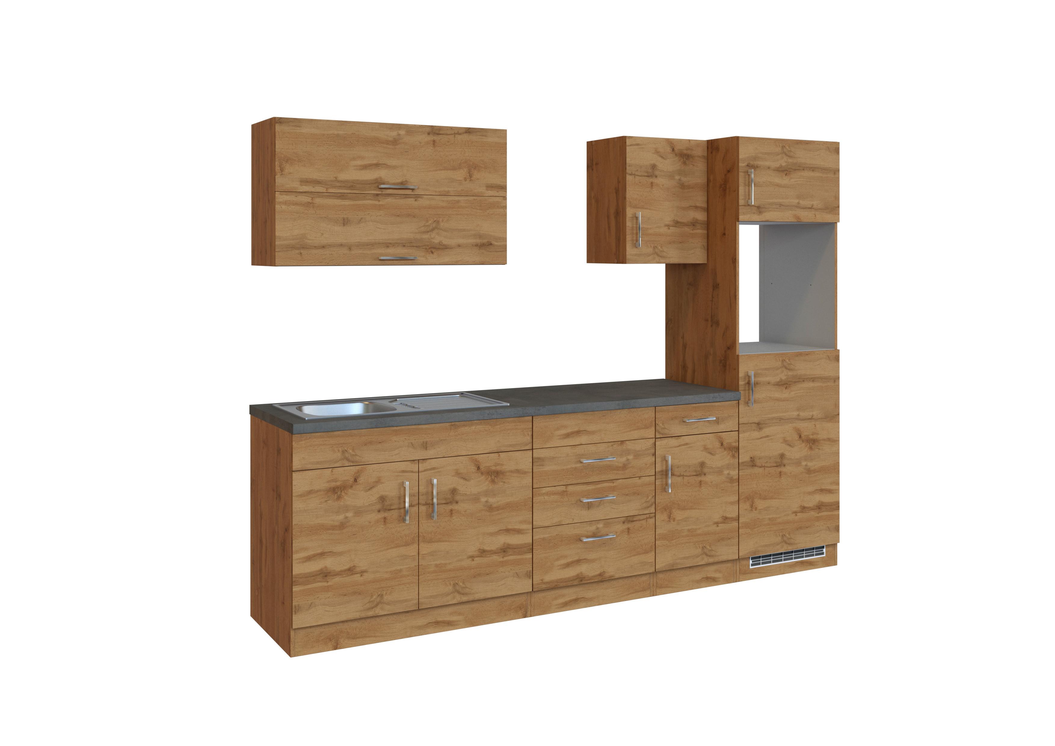 Küchenzeile Sorrento Ohne Geräte B: 270 Cm Eichefarben - Eichefarben/Anthrazit, MODERN, Holzwerkstoff (270/210/60cm) - Held