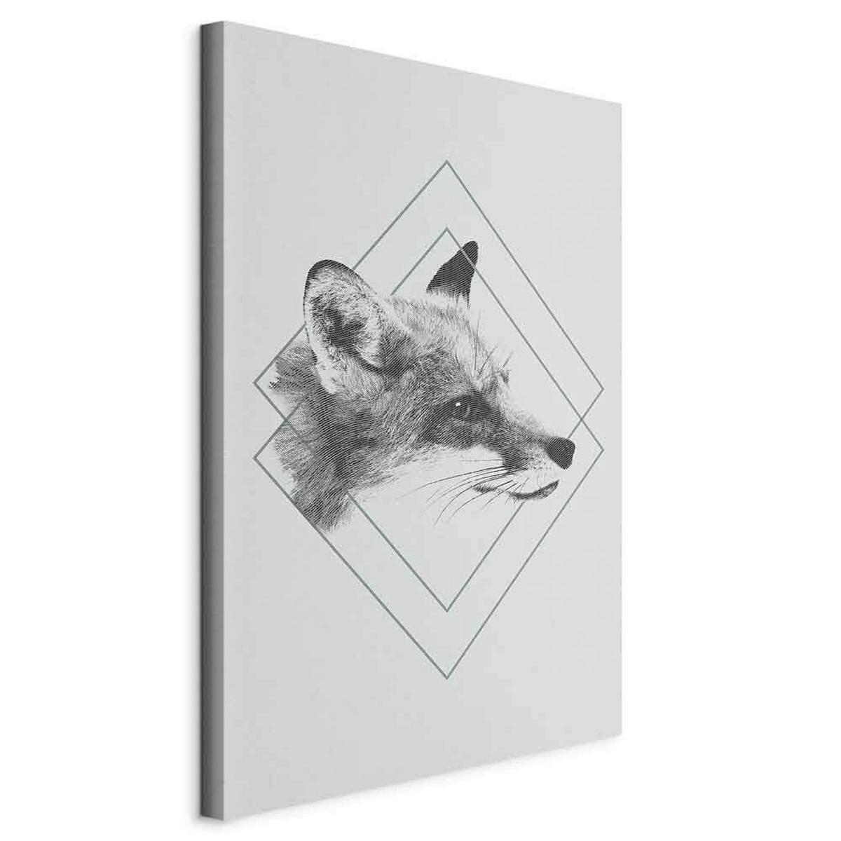 Leinwandbild Clever Fox Hellgrau Dunkelgrau B: 40 cm - Dunkelgrau/Hellgrau, Basics, Holzwerkstoff/Textil (40/60/1,2cm) - artgeist