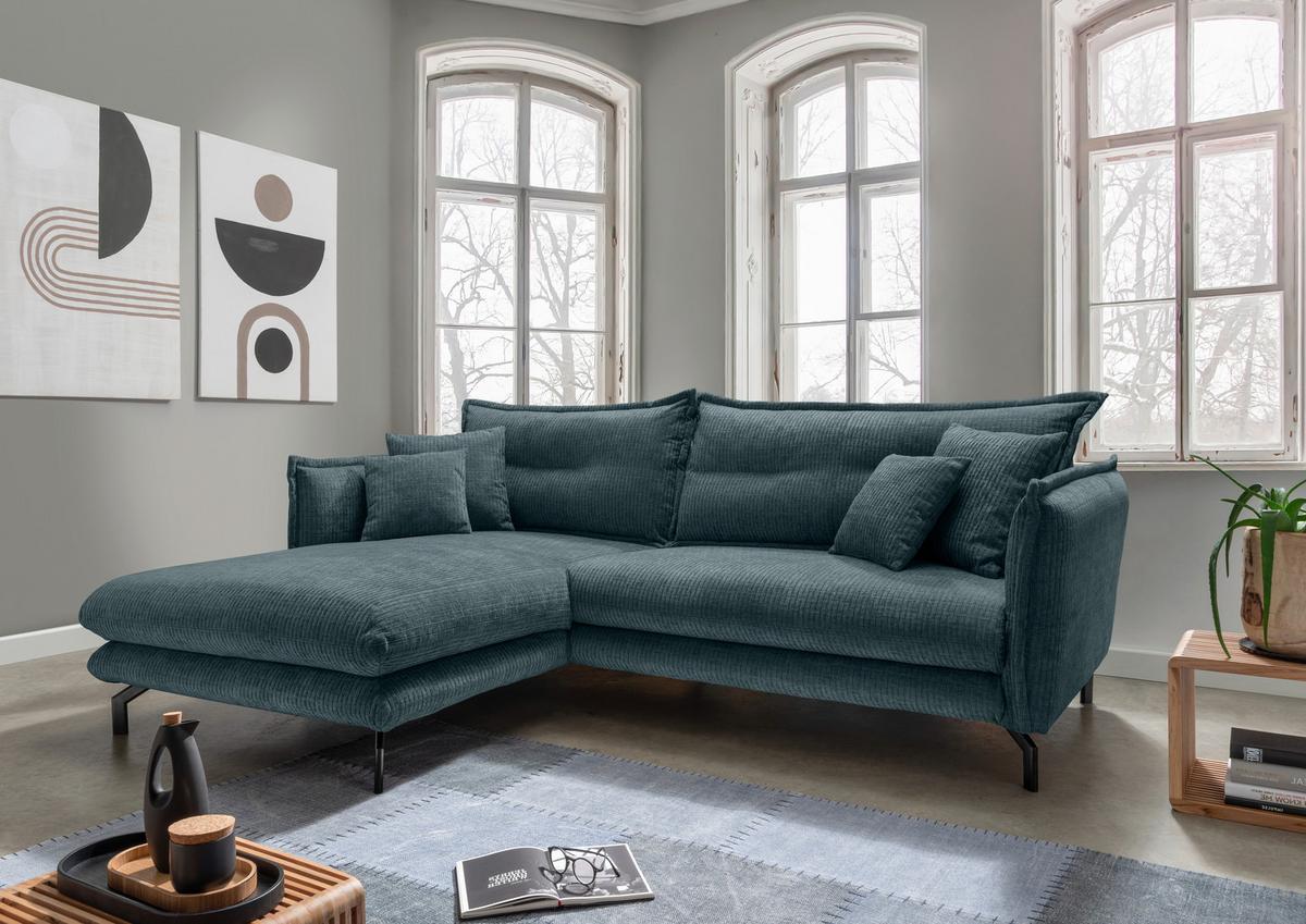 Ecksofa Lava - Blau/Schwarz, Design, Textil (180/255cm) - Livetastic