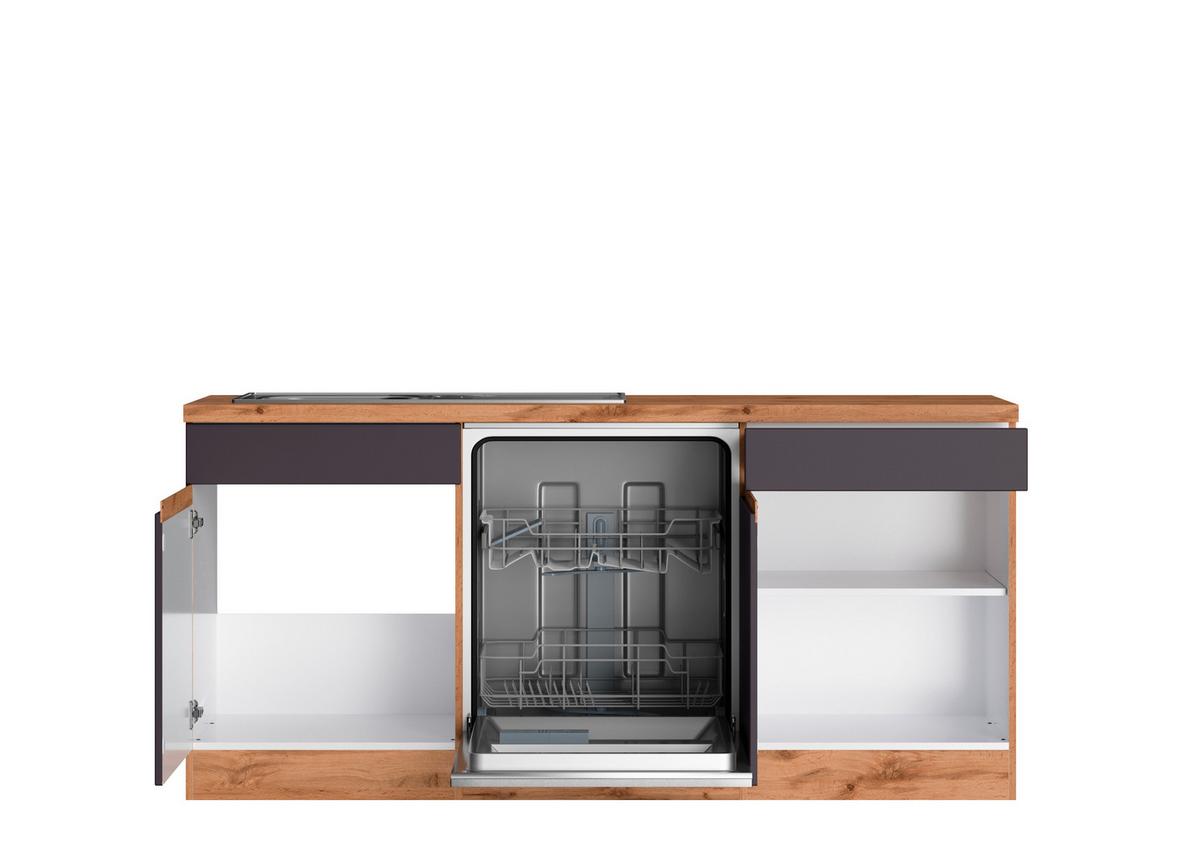 Eckküche Turin Mit Geräte 240x240 Cm Grau/eiche Dekor - Eiche Wotan/Grau, Design, Holzwerkstoff (240/240cm) - Held