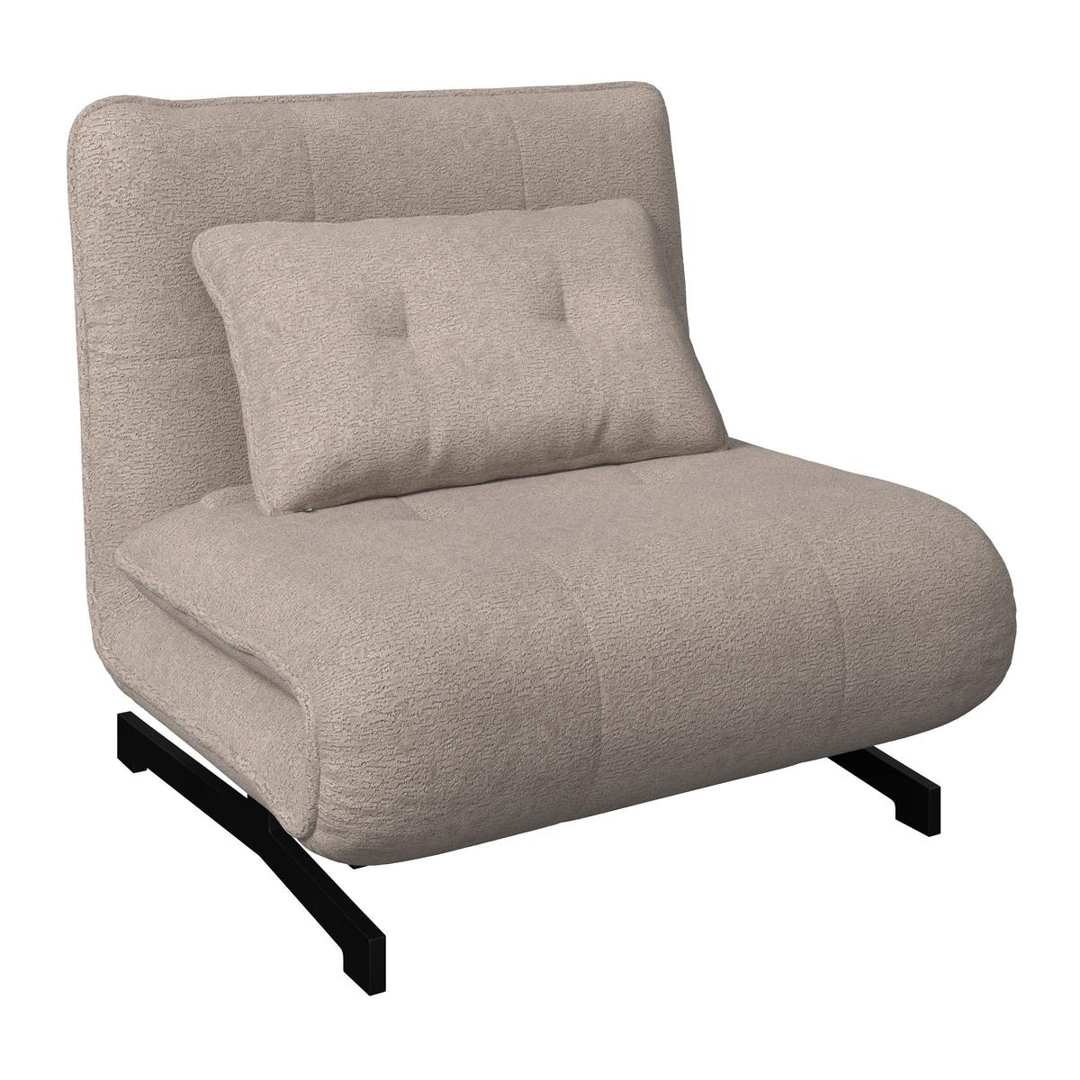 Rozkladacie kreslo LUNA, béžové buklé, max.120 kg - čierna/béžová, Modern, kov/textil (92/40/66cm) - Bessagi Home