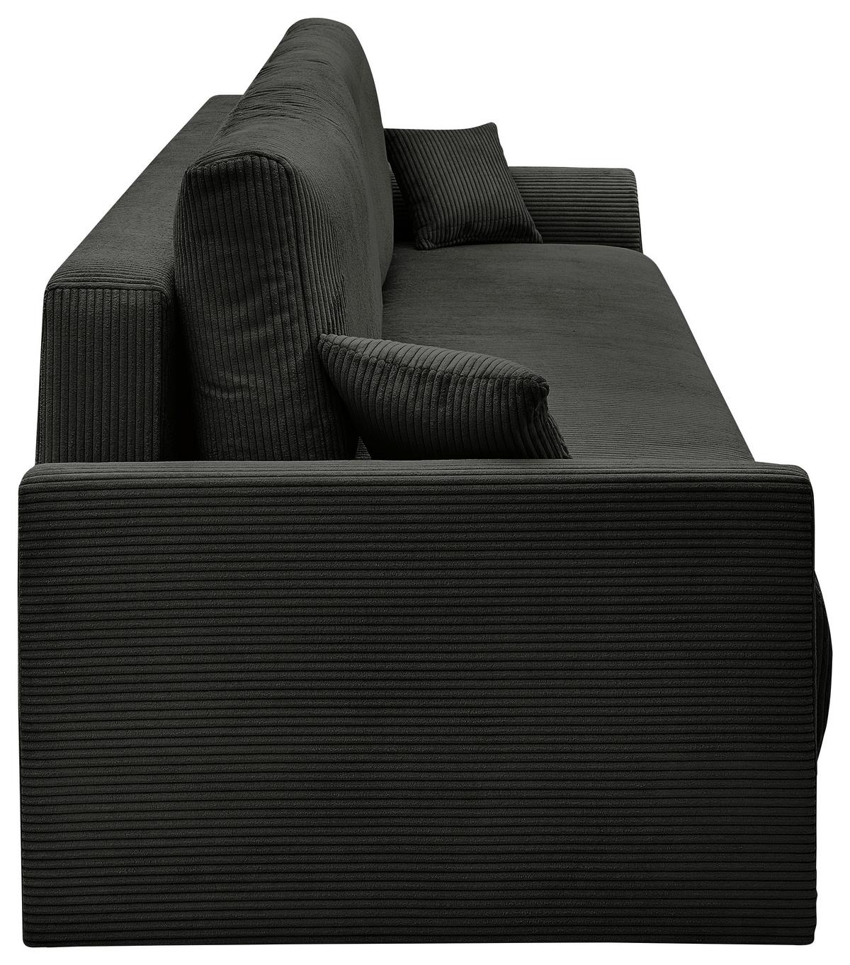 Rozkladacia pohovka KIM, čierny menčester - čierna, Modern, drevo (234/90/103cm)