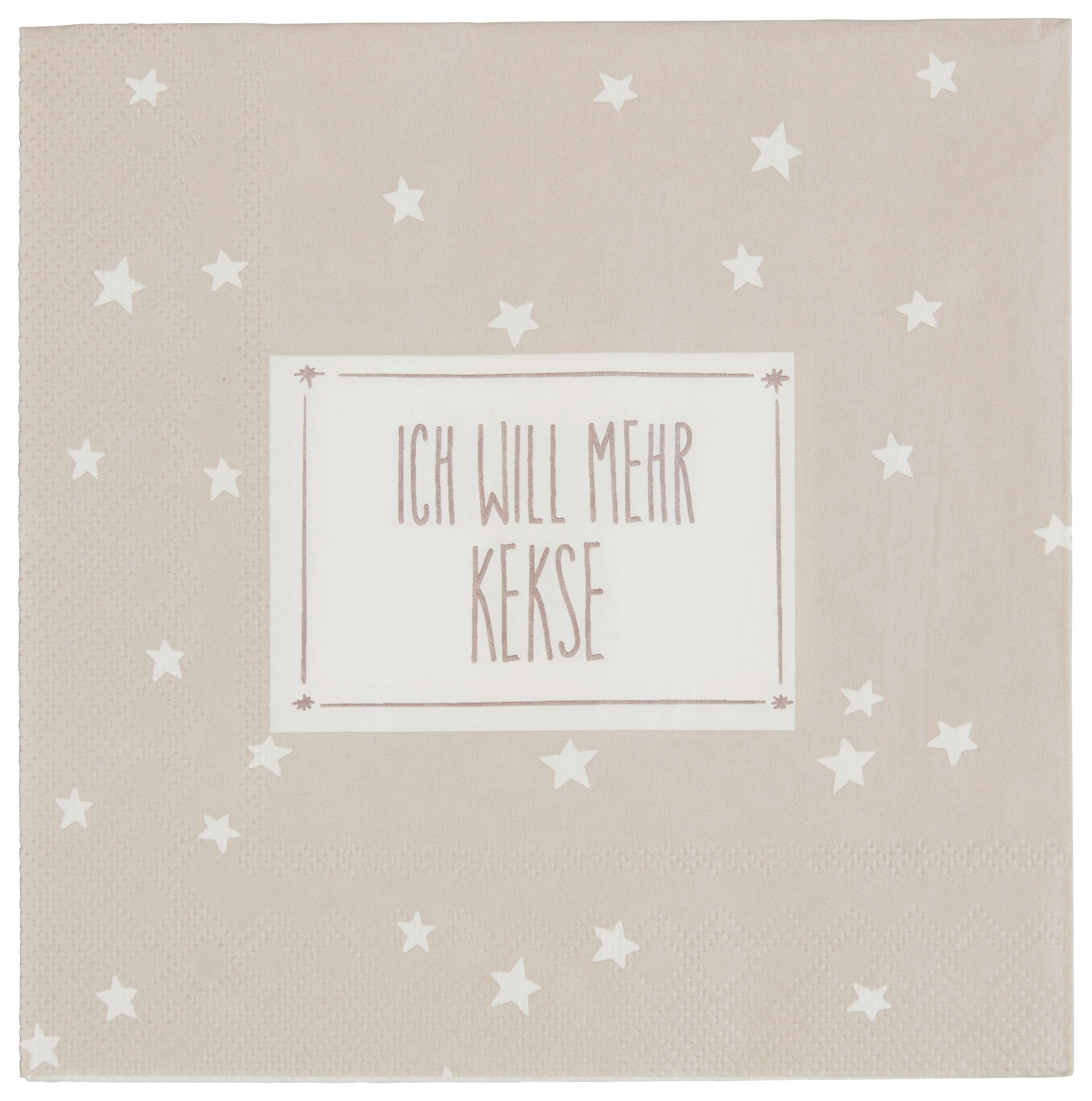 Serviette Risor Weihnachten Grau/weiß 20 Stk., 17x17 Cm - Weiß/Grau, KONVENTIONELL, Papier (17/3/17cm)