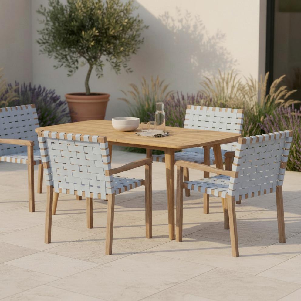 SADA ZÁHRADNÝCH KRESIEL LAURIA - farba akácie/krémová, Modern, drevo/textil (58,5/84/60cm) - Bessagi Garden