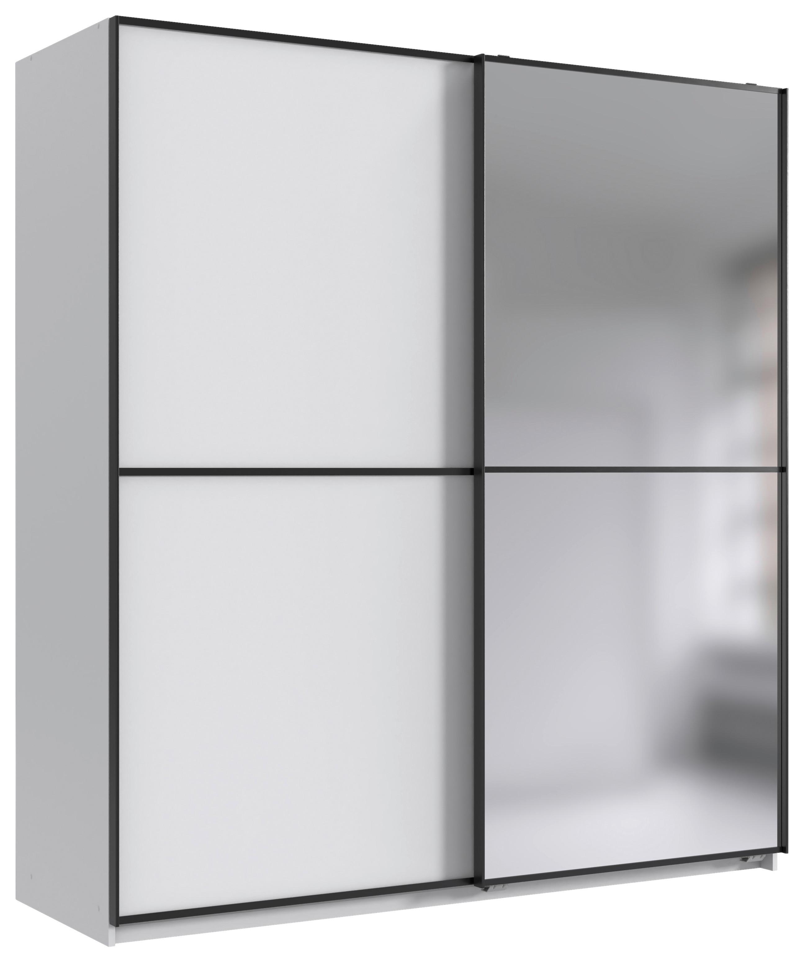 Skriňa s posuvnými dverami ULM, dekor biela/zrkadlo - čierna/biela, kov/kompozitné drevo (135/198/65cm) - Mömax