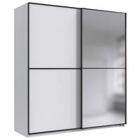 Skriňa s posuvnými dverami ULM, dekor biela/zrkadlo - čierna/biela, kov/kompozitné drevo (135/198/65cm) - Mömax