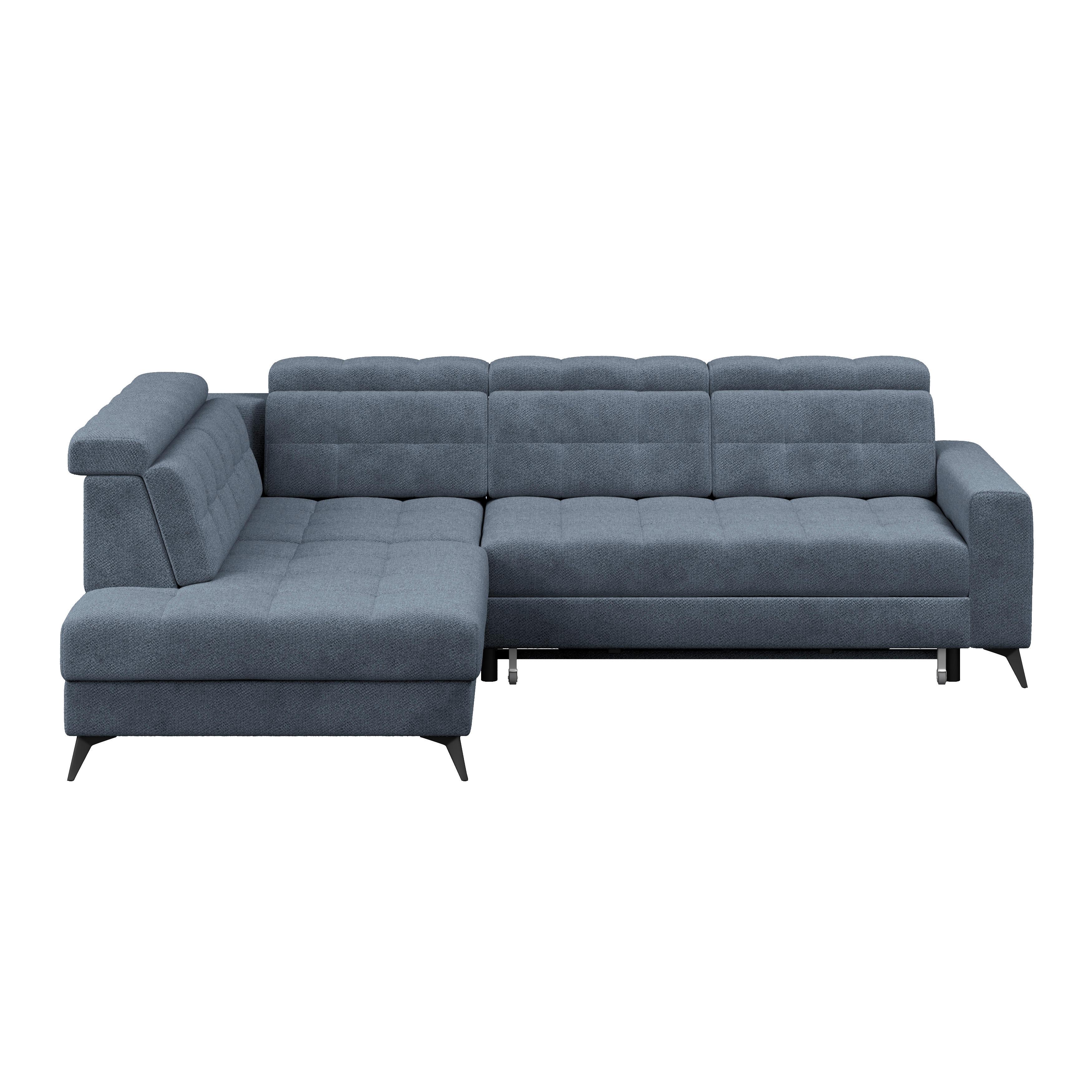 Ecksofa Barletta new Velours blau, 228x289cm - Blau/Schwarz, ROMANTIK / LANDHAUS, Textil (228/289cm) - Luca Bessoni