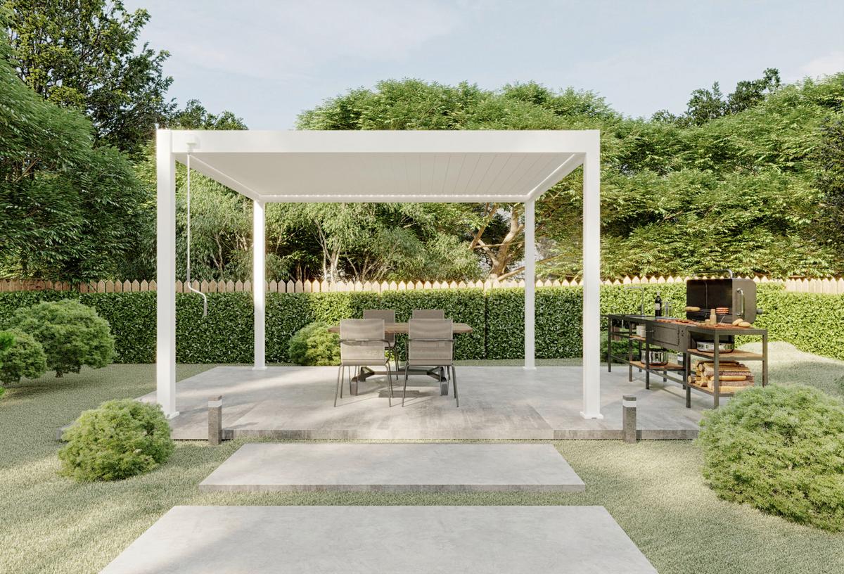 Pergola 300x400 cm Wetterbeständig, Weiß - Weiß Hochglanz, Basics, Metall (300/255/400cm)