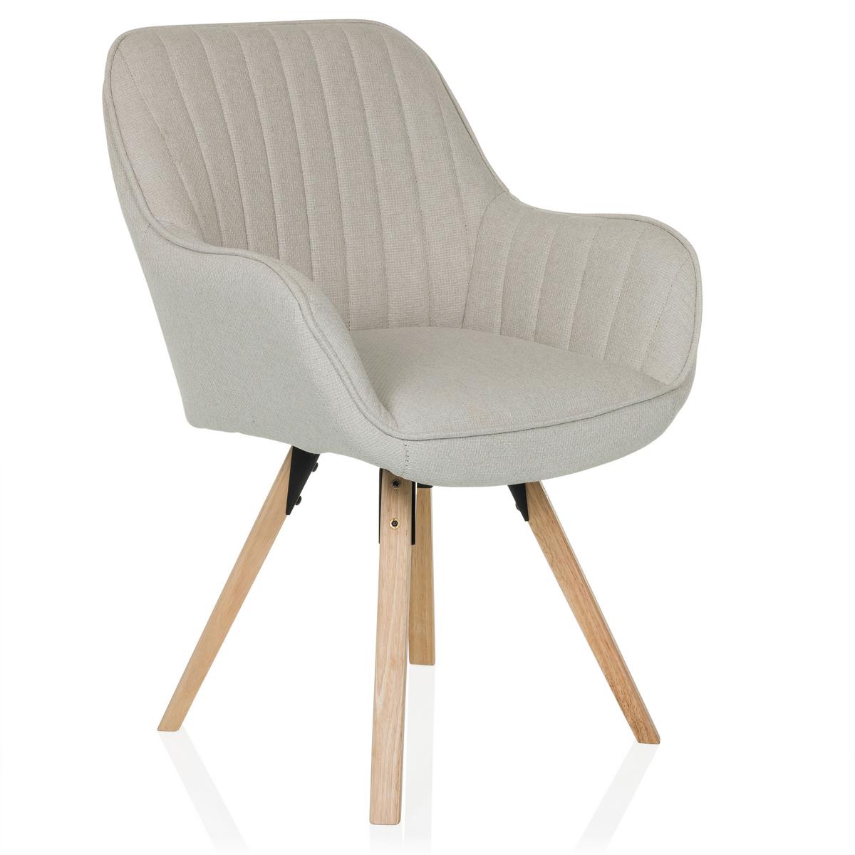Armlehnstuhl Scandi Ted Creme B: 56 cm - Buchefarben/Creme, MODERN, Holz/Textil (56/84/62cm) - MID.YOU