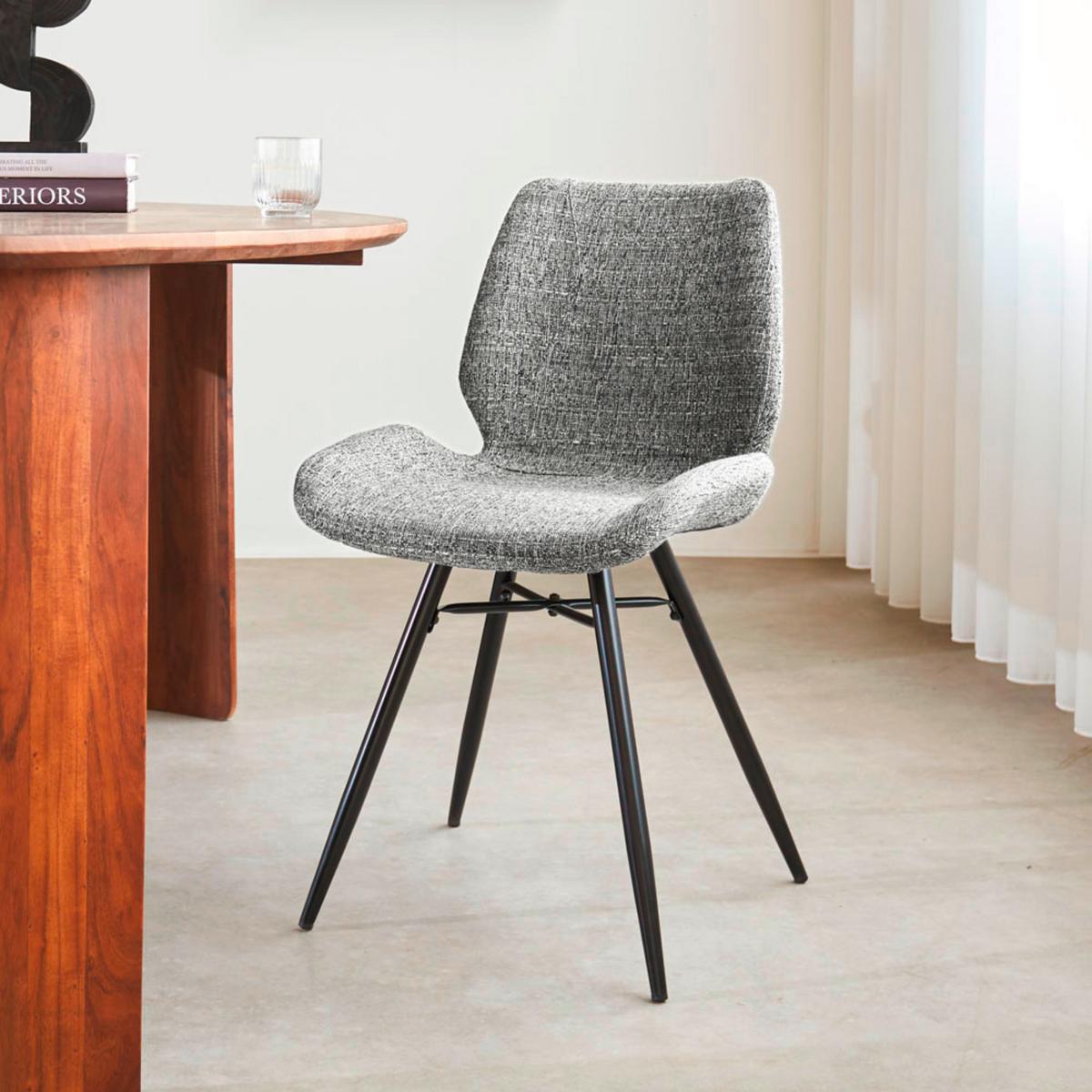Stuhl-Set Barron Grau B: 47 cm - Schwarz/Grau, MODERN, Textil/Metall (47/82/55cm) - MID.YOU